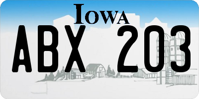 IA license plate ABX203