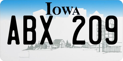 IA license plate ABX209