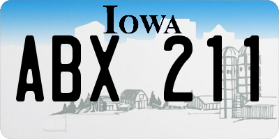 IA license plate ABX211