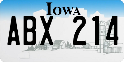 IA license plate ABX214