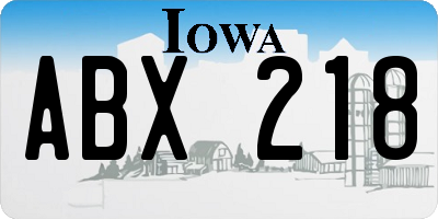 IA license plate ABX218