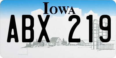 IA license plate ABX219
