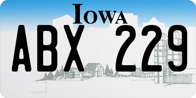 IA license plate ABX229