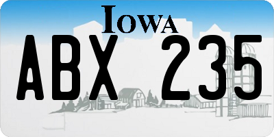 IA license plate ABX235