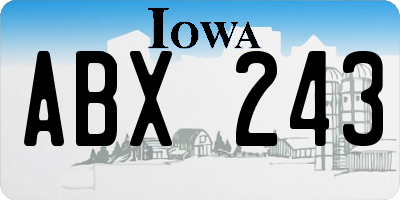 IA license plate ABX243
