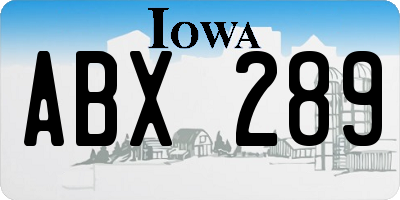 IA license plate ABX289