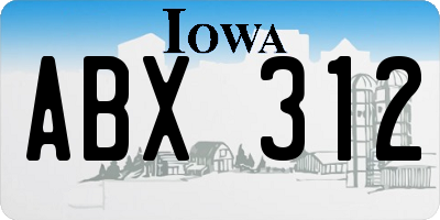IA license plate ABX312