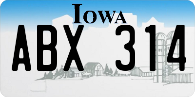 IA license plate ABX314