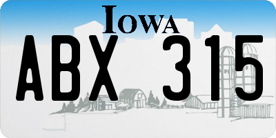 IA license plate ABX315