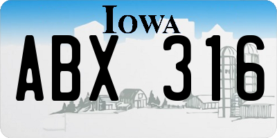 IA license plate ABX316