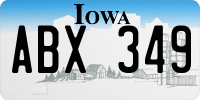 IA license plate ABX349