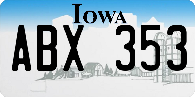 IA license plate ABX353