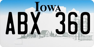IA license plate ABX360