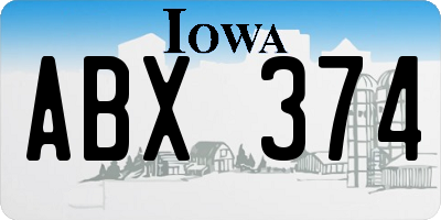 IA license plate ABX374