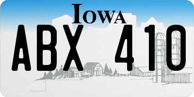 IA license plate ABX410