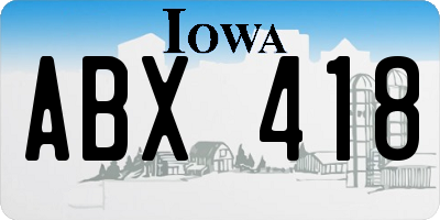 IA license plate ABX418