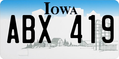 IA license plate ABX419