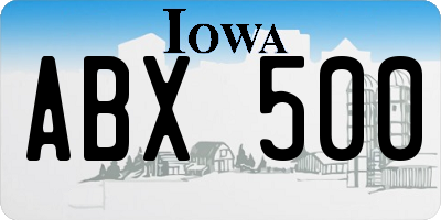 IA license plate ABX500