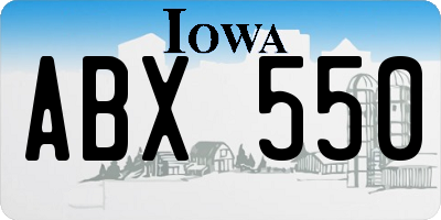 IA license plate ABX550