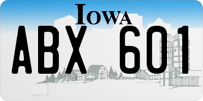 IA license plate ABX601