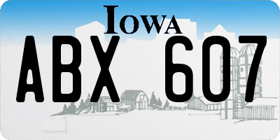 IA license plate ABX607
