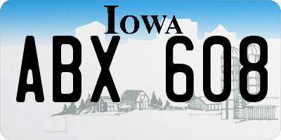 IA license plate ABX608