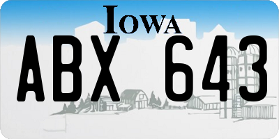 IA license plate ABX643