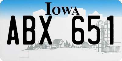 IA license plate ABX651