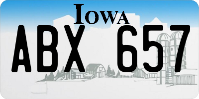 IA license plate ABX657