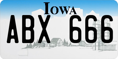 IA license plate ABX666