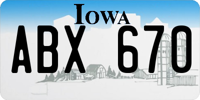 IA license plate ABX670