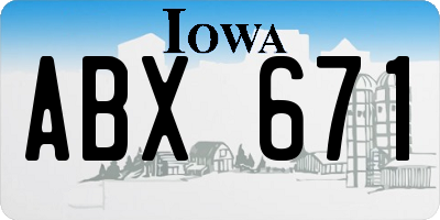 IA license plate ABX671