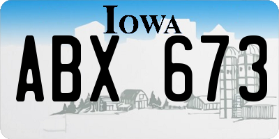 IA license plate ABX673