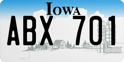 IA license plate ABX701