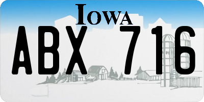IA license plate ABX716