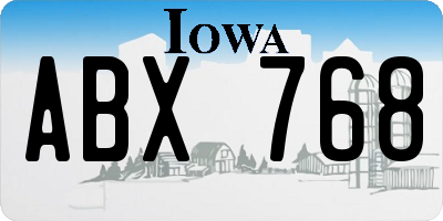 IA license plate ABX768