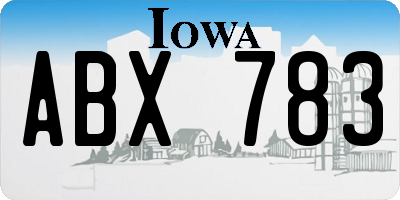 IA license plate ABX783