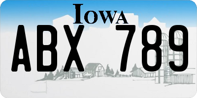 IA license plate ABX789