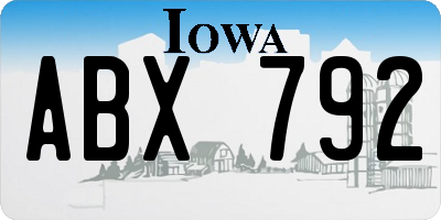 IA license plate ABX792