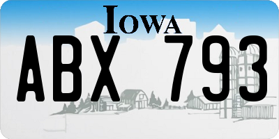 IA license plate ABX793