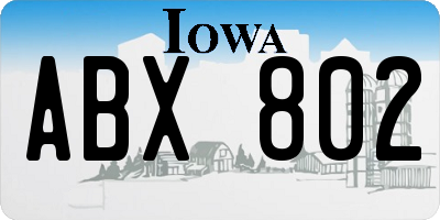 IA license plate ABX802