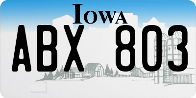 IA license plate ABX803