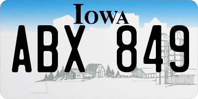 IA license plate ABX849