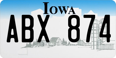 IA license plate ABX874