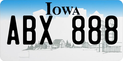 IA license plate ABX888