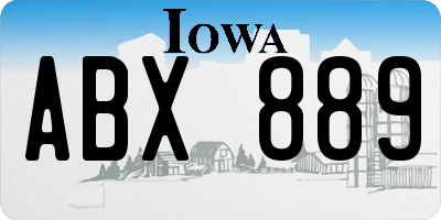 IA license plate ABX889