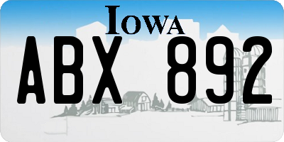 IA license plate ABX892