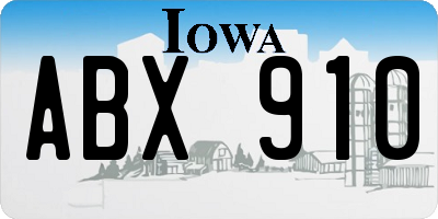IA license plate ABX910