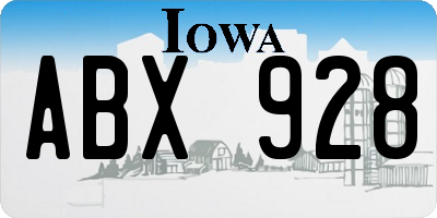 IA license plate ABX928