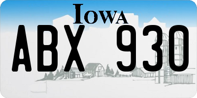 IA license plate ABX930